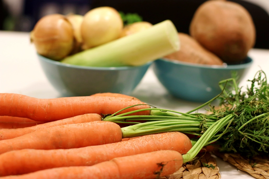 Fresh carrots and root vegetables